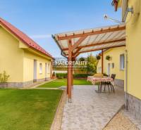 A garden at a family house in Beša with a terrace and well-maintained lawn.