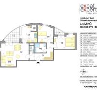 Floor plan of a 4-room apartment on Bakošova Street in Bratislava - Lamač with a loggia and terrace.