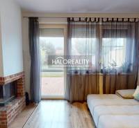 Living room in a family house with a fireplace and a wooden decor floor.