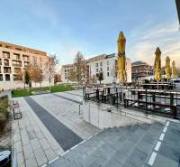 Petržalka, Žltá Street: Outdoor area with terrace and buildings, 1-room apartment.
