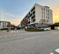 A view of apartment buildings on Žltá Street in Bratislava, Petržalka.