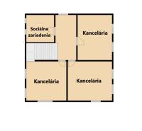 Floor plan of office spaces with sanitary facilities in production areas.
