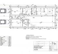 Floor plan of a family house in Nováčany with room layout and a garage for two cars.