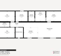 Floor plan of a family house in Nováčany with rooms and dimensions on one level.