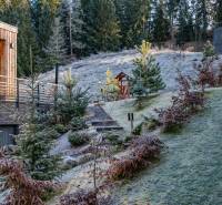 Snow-covered slope near the Recreation Apartment on Do doliny Street in Liptovský Mikuláš.