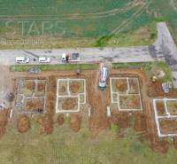 Construction of the foundations of family houses in Štvrtok on Štvrtok Street, top view.