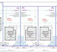 Plan of residential housing development in Trenčín with marked plots and house designs.