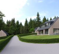 Development plots in Tajov with modern houses and surroundings full of greenery and forests.