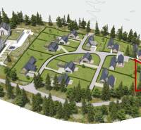 Development plots in Tajov with modern amenities and the placement of homes in nature.