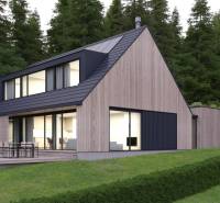 Wooden structure with a glass terrace in a forest environment in Tajov. Development plots.
