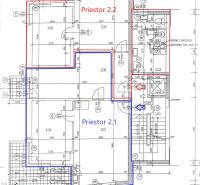 Floor plan of offices on Fazuľová in Bratislava showing rooms of space 2.1 and 2.2.