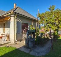 A family house in Čebovce with a yard, a tree, and an old well in the green garden.