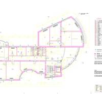Floor plan of offices with displayed rooms and a legend on the right side.