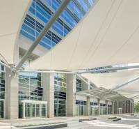Offices on Pribinova in Bratislava - Old Town with glass and marble facades.