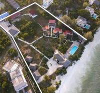 Aerial view of a beach resort in Paje, Zanzibar South East with a pool.