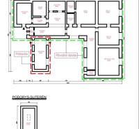 The floor plan of the family house in Kolárovo shows the ground floor and the basement with several rooms.