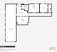 Floor plan of commercial premises on Beňadická Street in Bratislava - Petržalka with multiple storage rooms.
