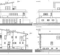 Architectural plan of a building in Šaľa with a sloped roof and multiple floors.