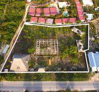 Aerial view of under-construction plots - commercial in Jambiani, Unguja South East, with houses.