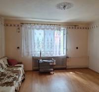 Living room in a family house with a wooden decor floor and a sofa.