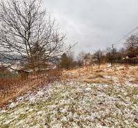 A snow-covered garden behind a family house on Poľana Street in Skalité.