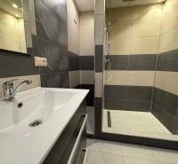 A bathroom in a 3-room apartment with modern tiles and a shower corner.