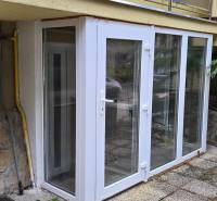 White glass veranda behind the house on Lesná Street in Banka.