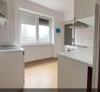 A kitchen in a family house with a window and a wooden decor floor.