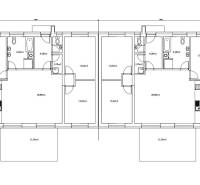 Floor plan of a family house in Žihárec with details of rooms and dimensions for each zone.