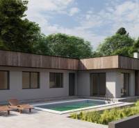 A family house in Žihárec with a swimming pool, terrace, sunbeds, and surrounding greenery.