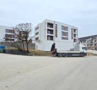Newly built 3-room apartment on Banka Street in Piešťany, next to a parked truck.