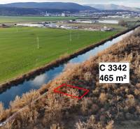 Aerial view of recreational plots in Nová Ves nad Váhom near the river and the grove.