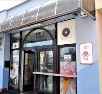 Entrance to commercial premises in Šaľa with Lavazza and Happy Brezhnev ice cream brands.