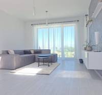 A bright living room in a two-room apartment with large windows and a wooden decor floor.