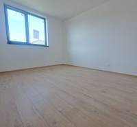 A room in a family house with a wooden decor floor and a large window.