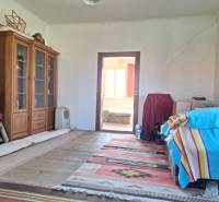 A room in a family house with bookshelves, a bed with a colorful blanket, and a carpet.