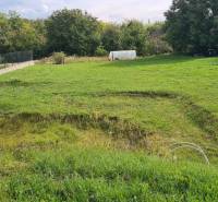 A garden at a family house in Semerovo, with greenery and trees on the edge of the property.