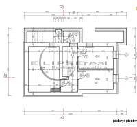 Basement floor plan of the building with an overview of room layout and dimensions.