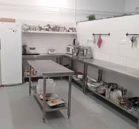 A professional kitchen from warehouses and halls, with stainless steel equipment and appliances.