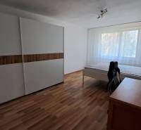 A bright room in a 2-room apartment with a wardrobe, bed, and desk.