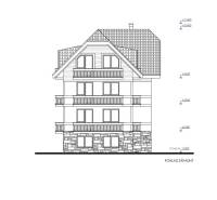 Architectural drawing of a multi-story building with balconies in Land - housing.