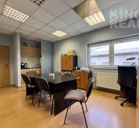 Commercial premises with office furniture and wooden decor flooring.