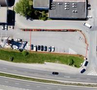 Aerial view of properties - commercial, parking lot at Petrovianska 284, Prešov.