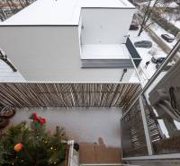 Snowy view from the balcony of a 2-room apartment on Beckovská Street in Trenčín.
