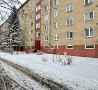 A snowy apartment building on Beckovska Street in Trenčín next to a 2-room apartment.