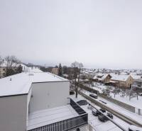 Snowy view from a 2-room apartment on Beckovská Street in Trenčín.
