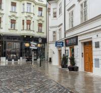 Historic street with gastro spaces on Laurinská in Bratislava - Old Town.