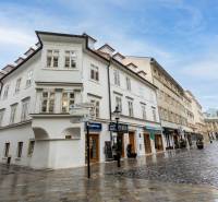 Historic buildings on Laurinská Street in Bratislava - Old Town, gastronomy spaces.