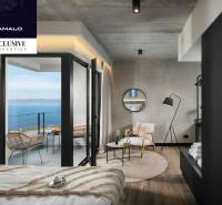 A room with a sea view, wooden decor flooring, villa.