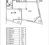 Floor plan of a 2-room apartment with room layout and dimensions.